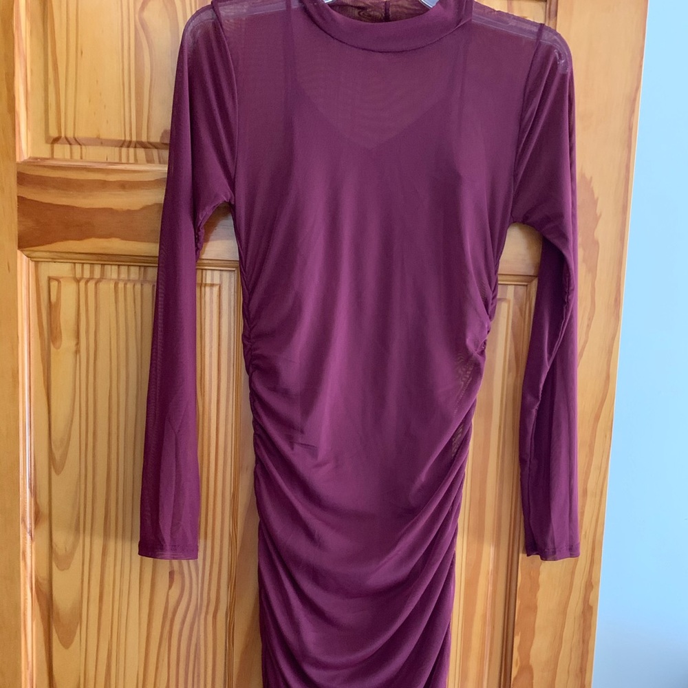 Brand new ! Wine color scheer fitted dress